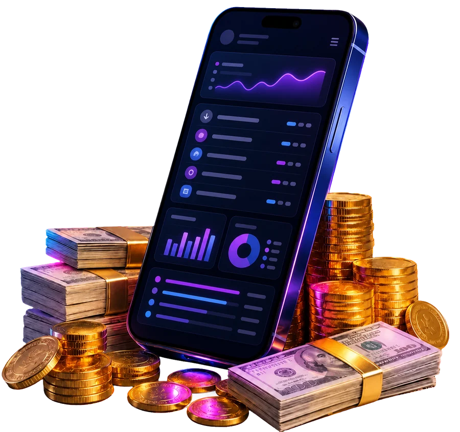 Phone and cash representing the AzimutBet cash-agent workflow